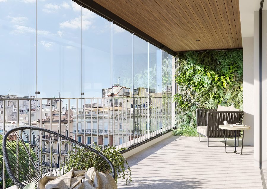Cortinas de cristal cerrando una terraza